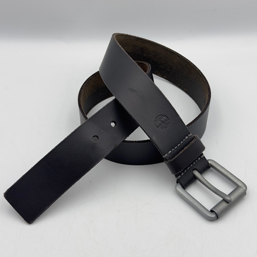 Timberland Belt Black Genuine Leather Roller Buckle Modern 32 Rugged Workwear